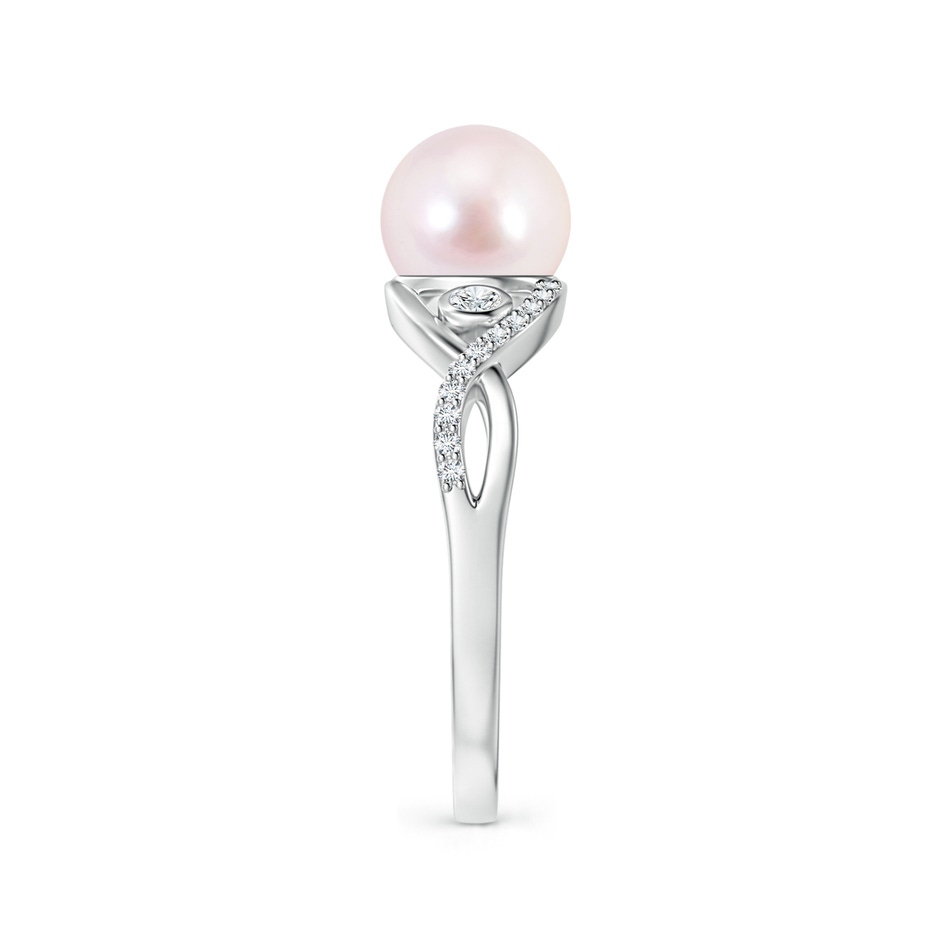 7mm AAAA Japanese Akoya Pearl and Diamond Infinity Ring in White Gold side 2