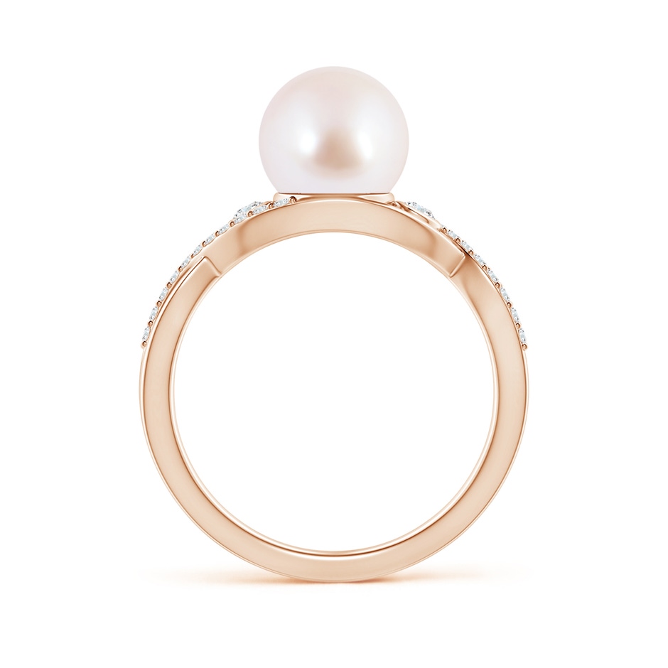 8mm AAA Japanese Akoya Pearl and Diamond Infinity Ring in Rose Gold side 1