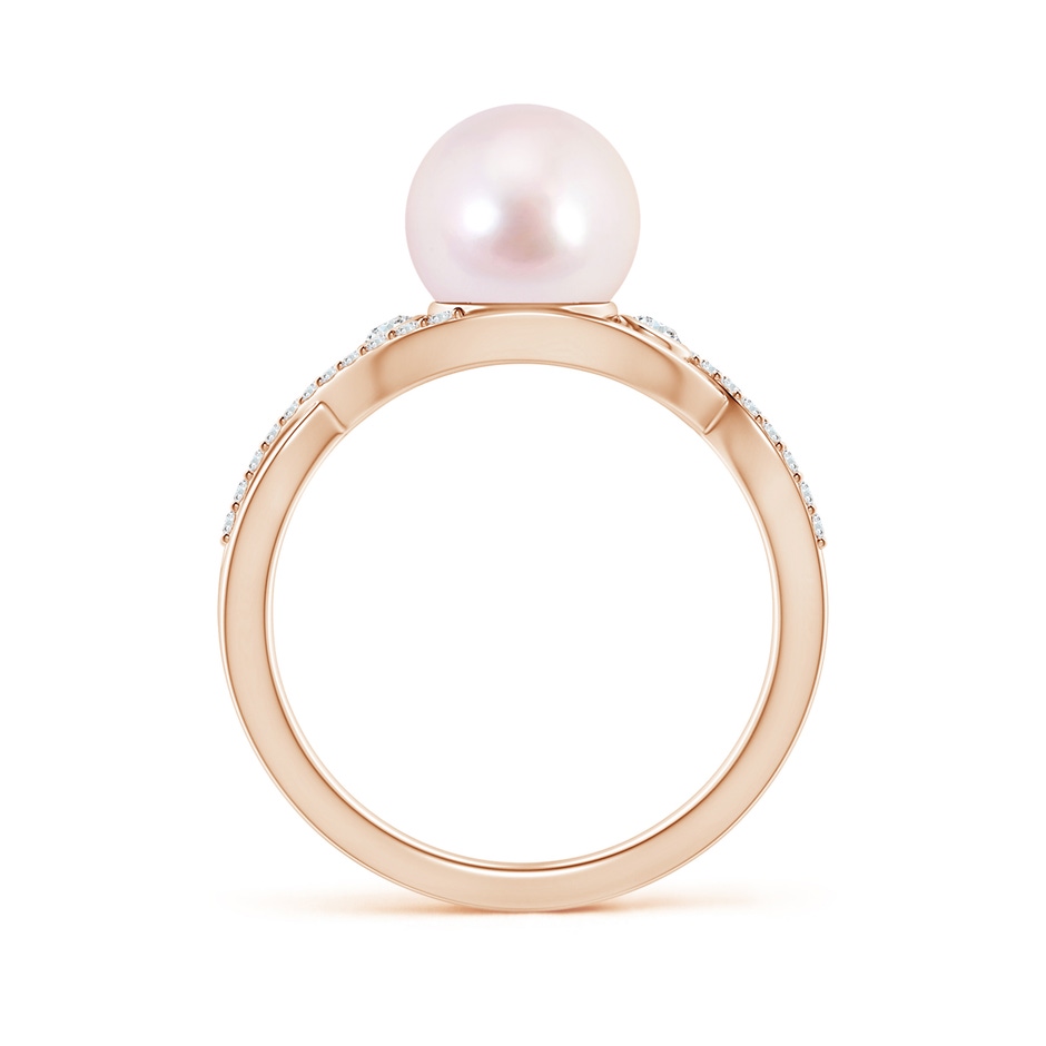 8mm AAAA Japanese Akoya Pearl and Diamond Infinity Ring in Rose Gold side 1