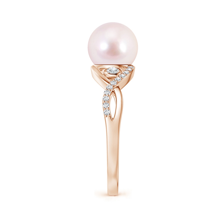 8mm AAAA Japanese Akoya Pearl and Diamond Infinity Ring in Rose Gold side 2
