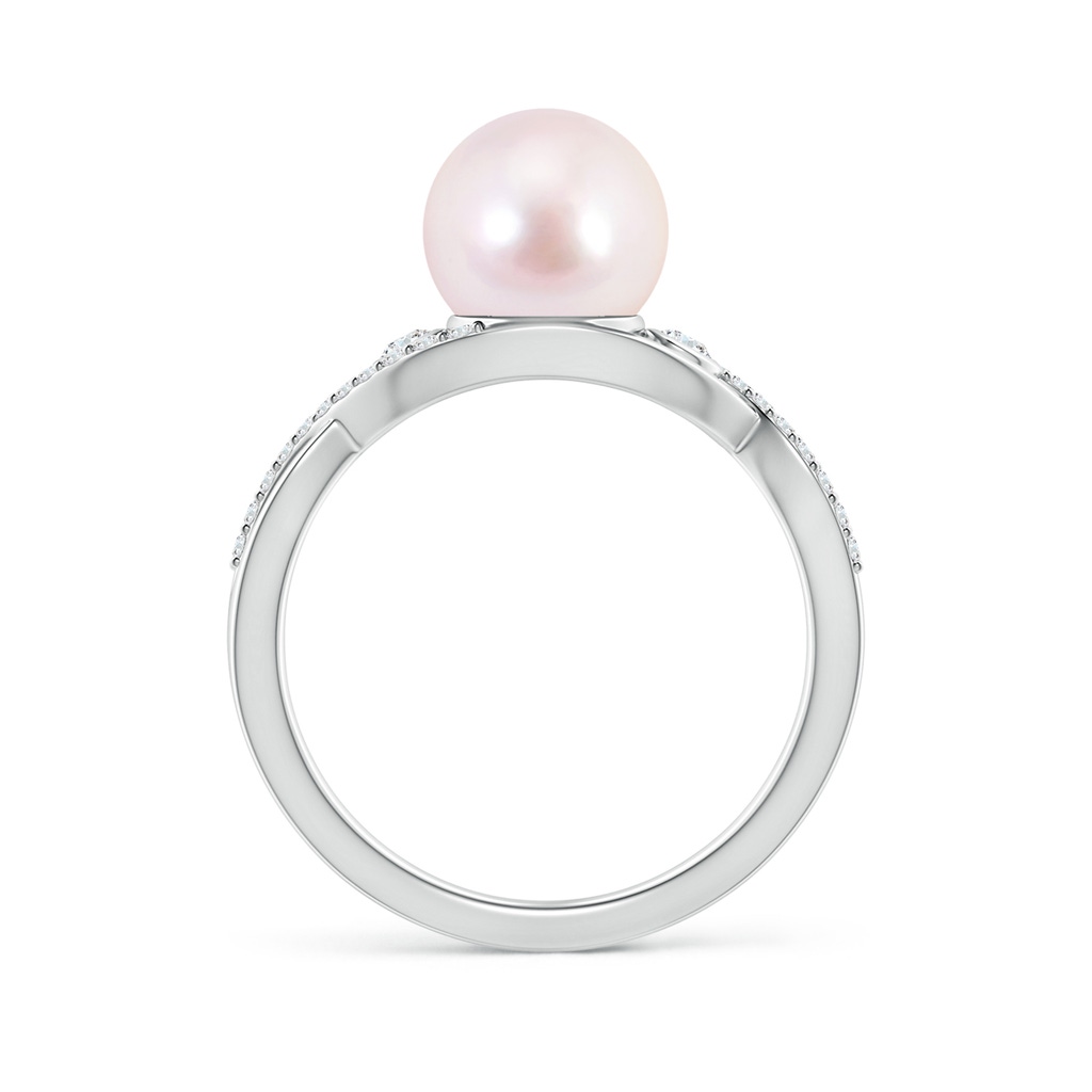8mm AAAA Japanese Akoya Pearl and Diamond Infinity Ring in White Gold - side 1