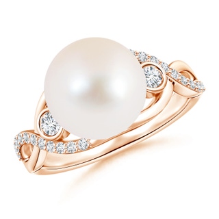 10mm AAA Freshwater Pearl and Diamond Infinity Ring in 9K Rose Gold