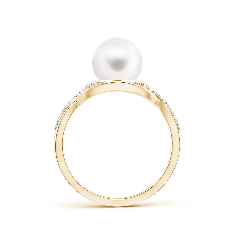 8mm AA Freshwater Pearl and Diamond Infinity Ring in 9K Yellow Gold product image
