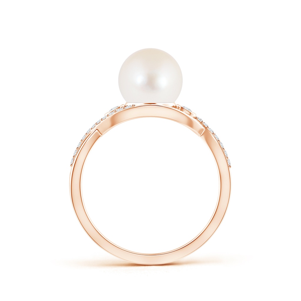 8mm AAA Freshwater Pearl and Diamond Infinity Ring in Rose Gold Product Image