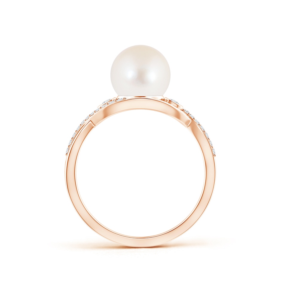 8mm AAA Freshwater Pearl and Diamond Infinity Ring in Rose Gold product image