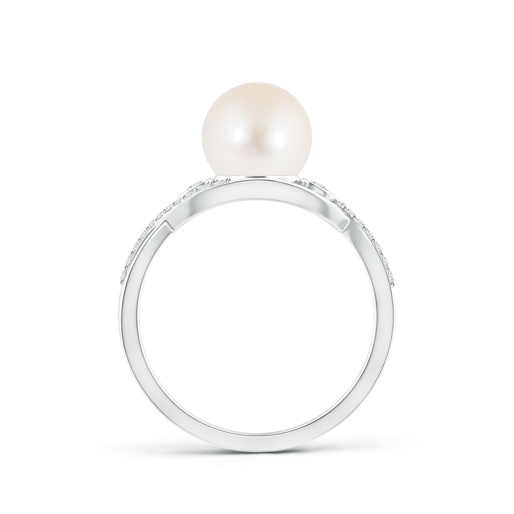 8mm AAA Freshwater Pearl and Diamond Infinity Ring in White Gold Product Image