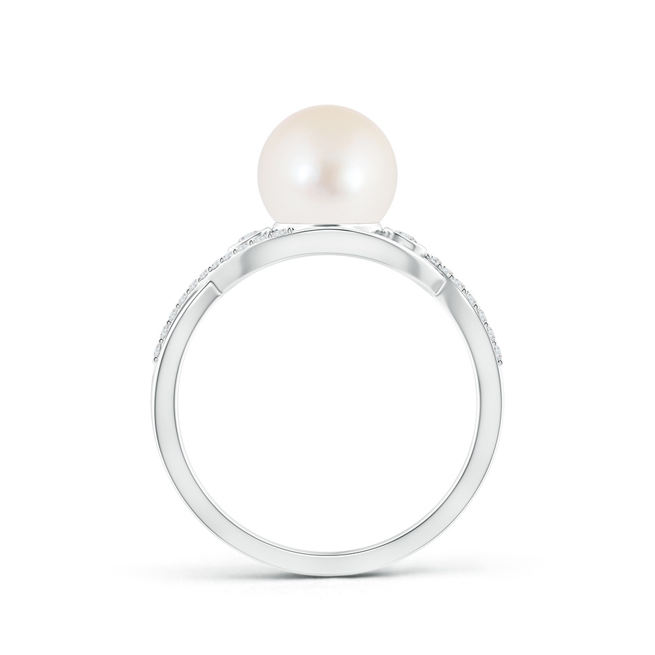 8mm AAA Freshwater Pearl and Diamond Infinity Ring in White Gold product image