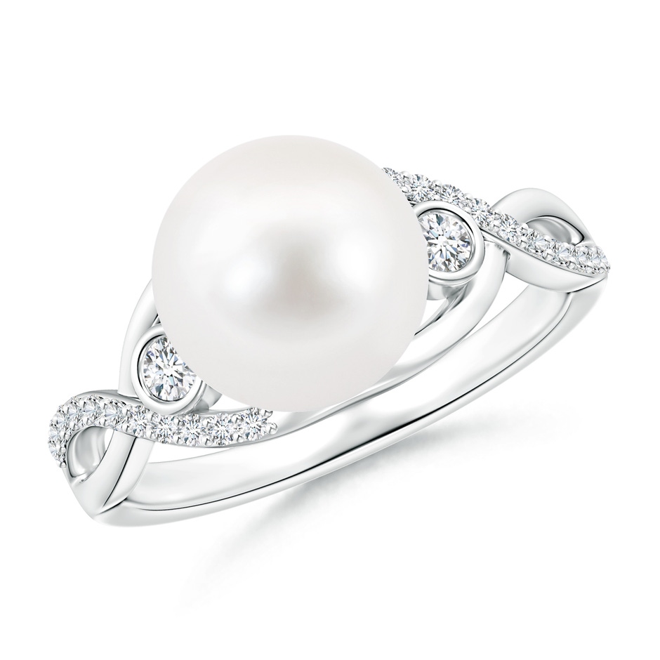 9mm AA Freshwater Pearl and Diamond Infinity Ring in S999 Silver 