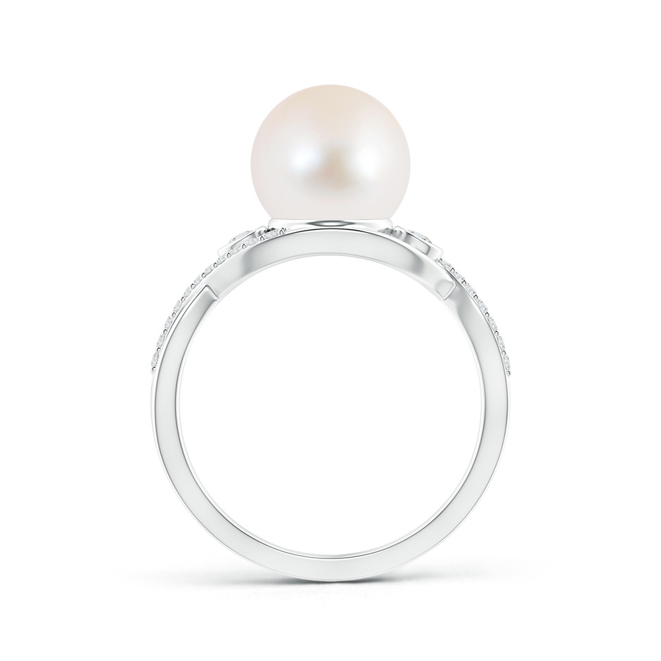 9mm AAA Freshwater Pearl and Diamond Infinity Ring in S999 Silver product image