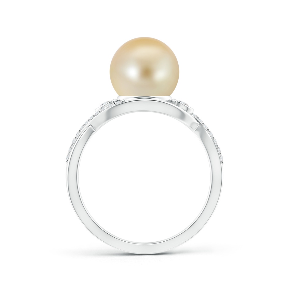 9mm AAA Golden South Sea Cultured Pearl and Diamond Infinity Ring in White Gold product image