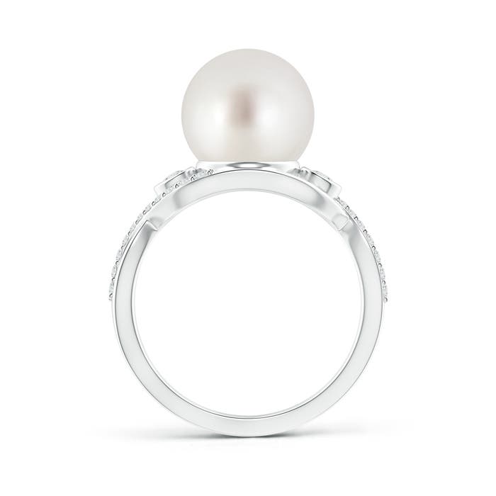 10mm AAA South Sea Pearl and Diamond Infinity Ring in White Gold