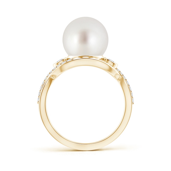 10mm AAA South Sea Pearl and Diamond Infinity Ring in Yellow Gold product image