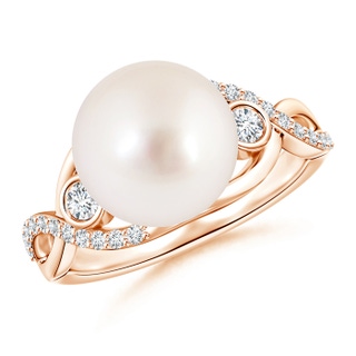 10mm AAAA South Sea Pearl and Diamond Infinity Ring in Rose Gold