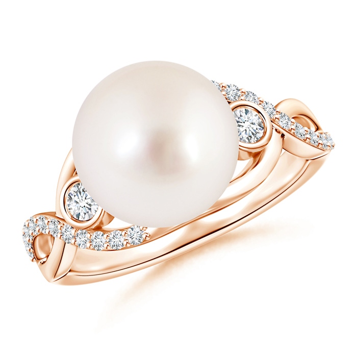 10mm AAAA South Sea Pearl and Diamond Infinity Ring in Rose Gold 