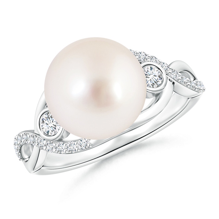 10mm AAAA South Sea Pearl and Diamond Infinity Ring in White Gold
