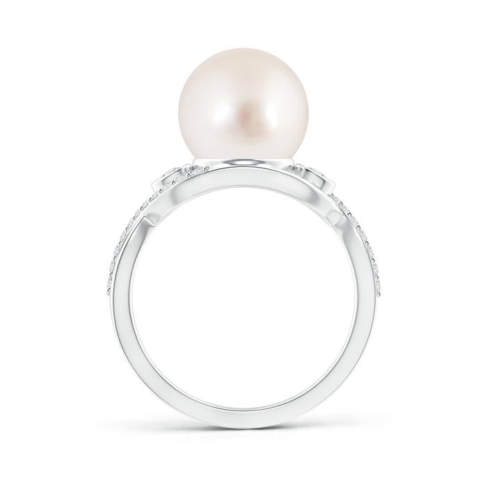 10mm AAAA South Sea Pearl and Diamond Infinity Ring in White Gold