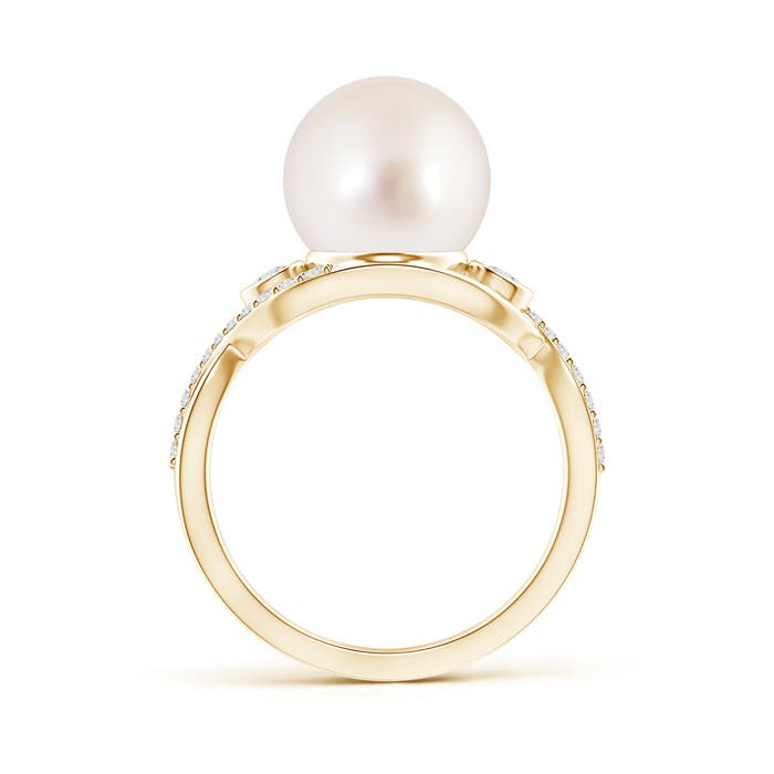 10mm AAAA South Sea Pearl and Diamond Infinity Ring in Yellow Gold