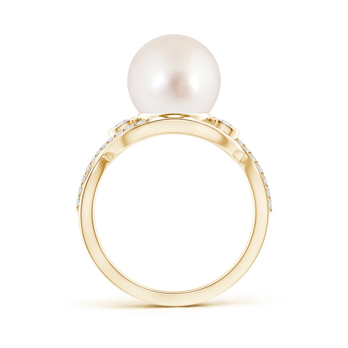 10mm AAAA South Sea Pearl and Diamond Infinity Ring in Yellow Gold product image