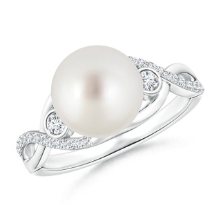 9mm AAA South Sea Pearl and Diamond Infinity Ring in S999 Silver