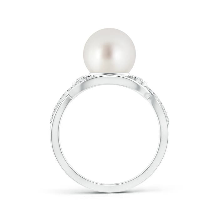 9mm AAA South Sea Pearl and Diamond Infinity Ring in White Gold