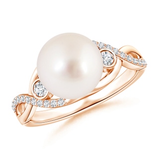 9mm AAAA South Sea Pearl and Diamond Infinity Ring in 10K Rose Gold