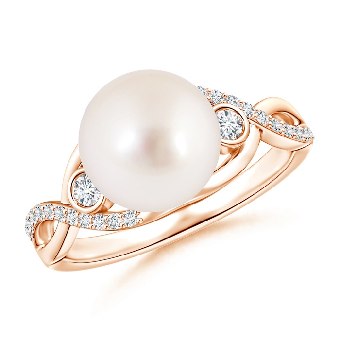 9mm AAAA South Sea Pearl and Diamond Infinity Ring in Rose Gold 