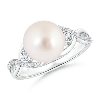 9mm AAAA South Sea Pearl and Diamond Infinity Ring in S999 Silver