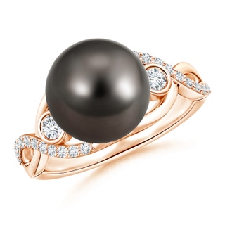 10mm AAA Tahitian Cultured Pearl and Diamond Infinity Ring in Rose Gold