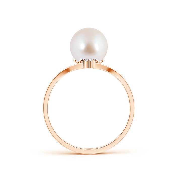 8mm AAA Japanese Akoya Pearl Chevron Ring with Diamond in Rose Gold Product Image