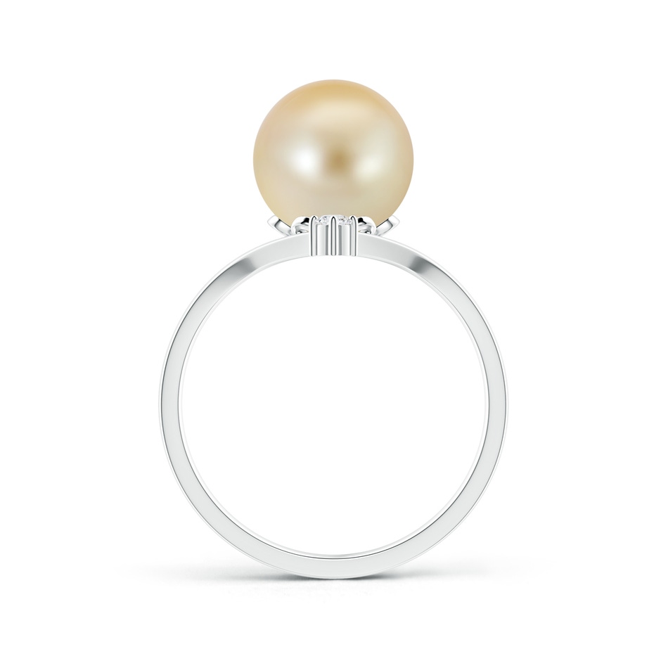 9mm AAA Golden South Sea Cultured Pearl Chevron Ring with Diamond in White Gold product image