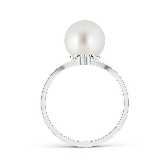 9mm AAA South Sea Cultured Pearl Chevron Ring with Diamond in White Gold Product Image