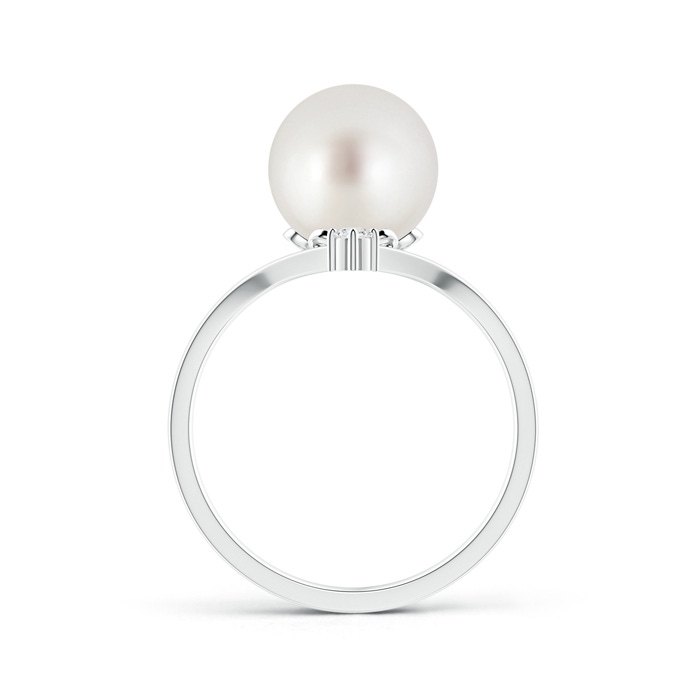 9mm AAA South Sea Cultured Pearl Chevron Ring with Diamond in White Gold product image