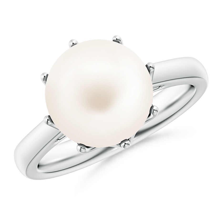 10mm AA Freshwater Pearl Solitaire Crown Ring in S999 Silver 