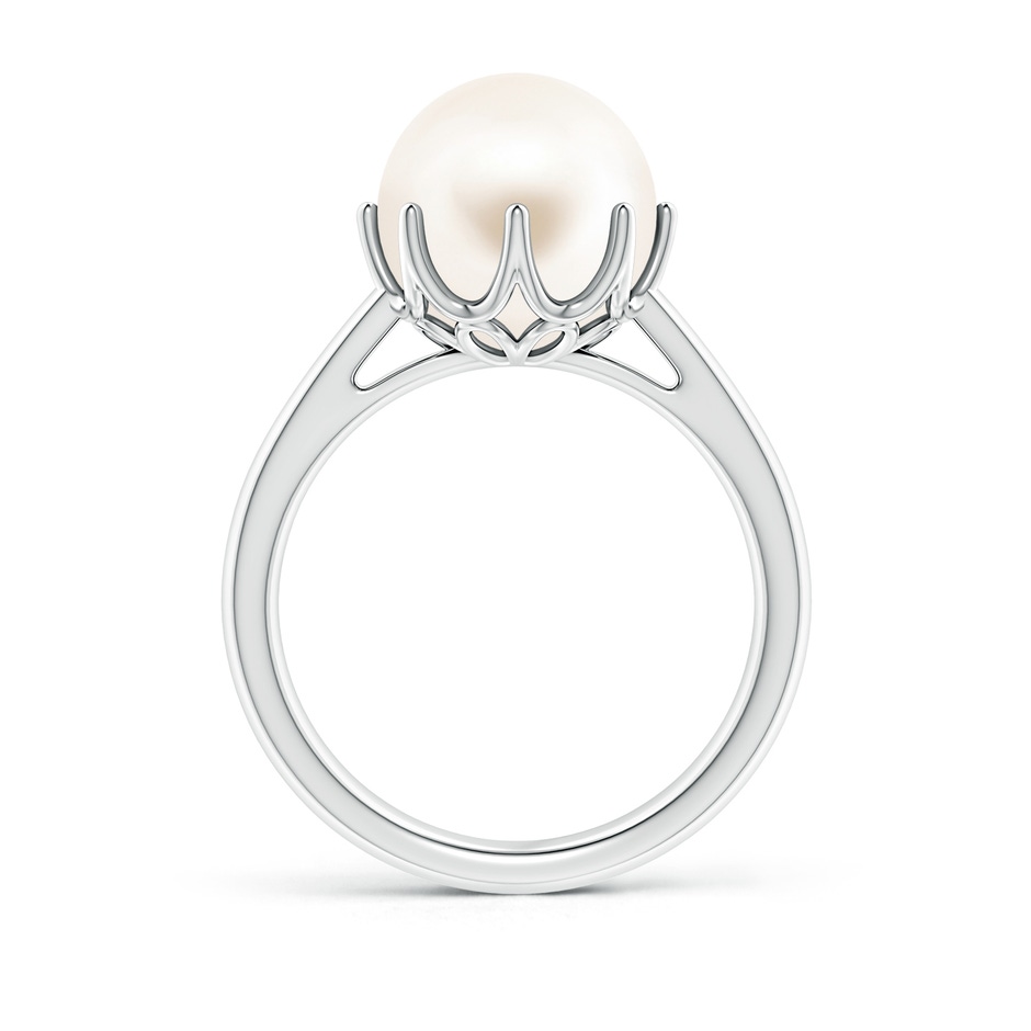 10mm AAA Freshwater Pearl Solitaire Crown Ring in White Gold side-1