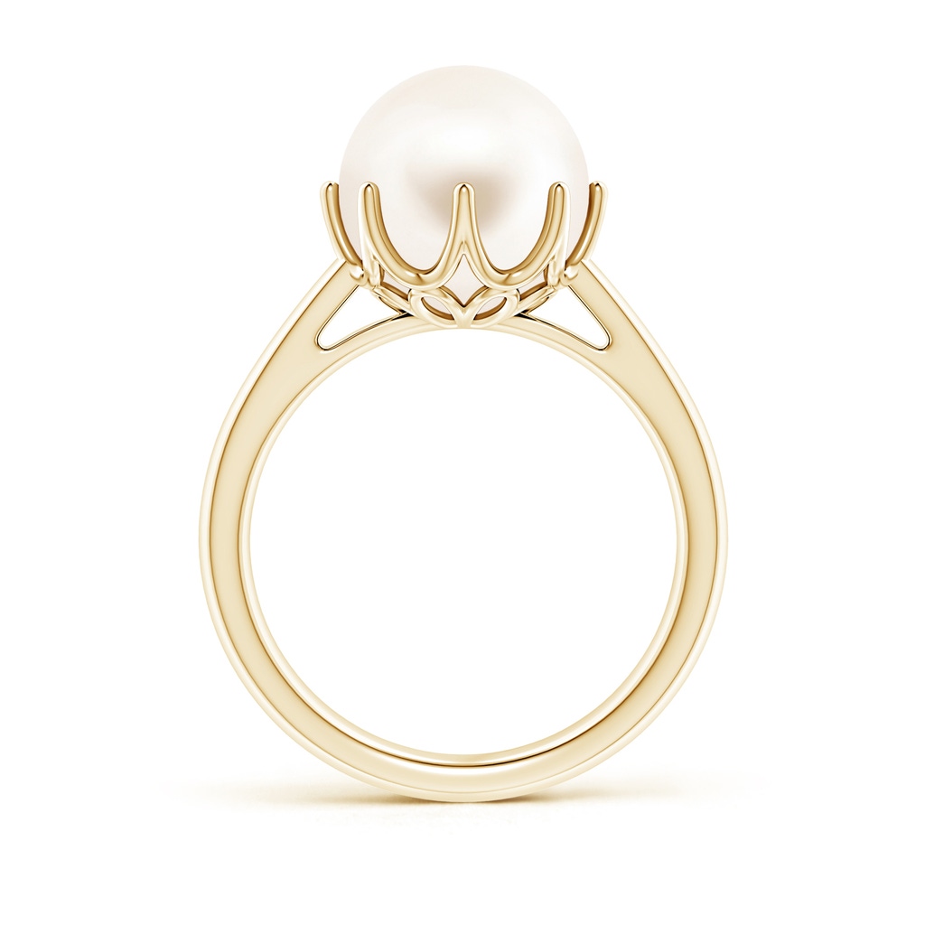 10mm AAA Freshwater Pearl Solitaire Crown Ring in Yellow Gold Side-1