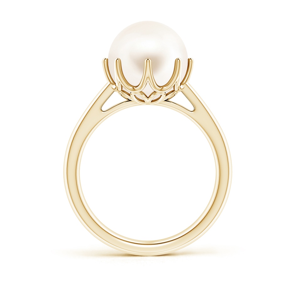 10mm AAA Freshwater Pearl Solitaire Crown Ring in Yellow Gold side-1