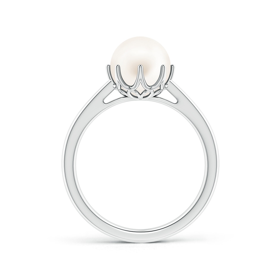 8mm AA Freshwater Pearl Solitaire Crown Ring in 9K White Gold side-1