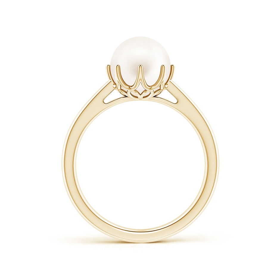 8mm AA Freshwater Pearl Solitaire Crown Ring in 9K Yellow Gold side-1