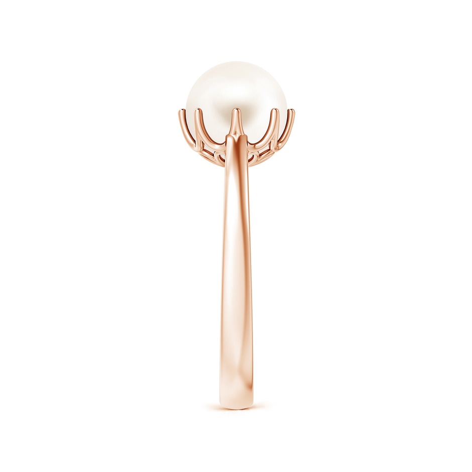 8mm AAA Freshwater Pearl Solitaire Crown Ring in Rose Gold side-2