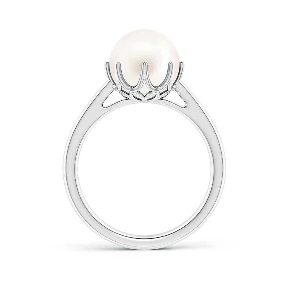 9mm AA Freshwater Pearl Solitaire Crown Ring in White Gold side-1