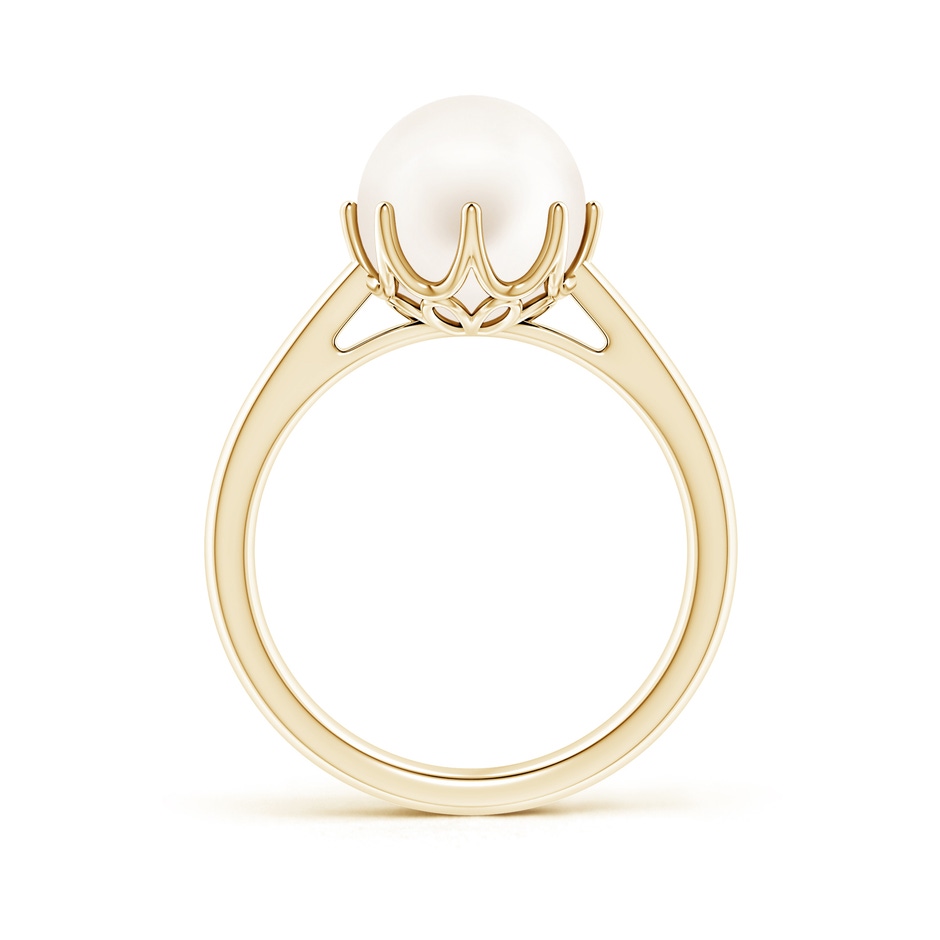 9mm AA Freshwater Pearl Solitaire Crown Ring in Yellow Gold side-1