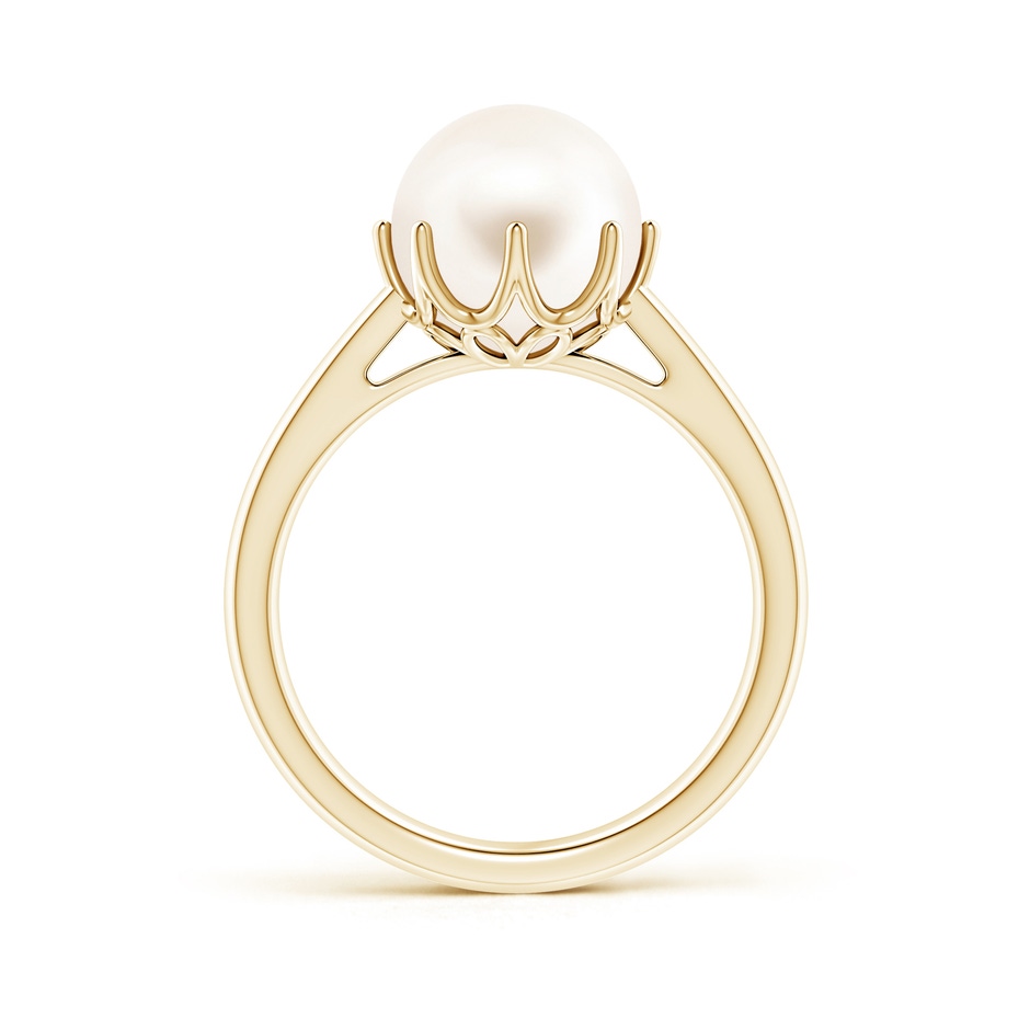 9mm AAA Freshwater Pearl Solitaire Crown Ring in 9K Yellow Gold side-1