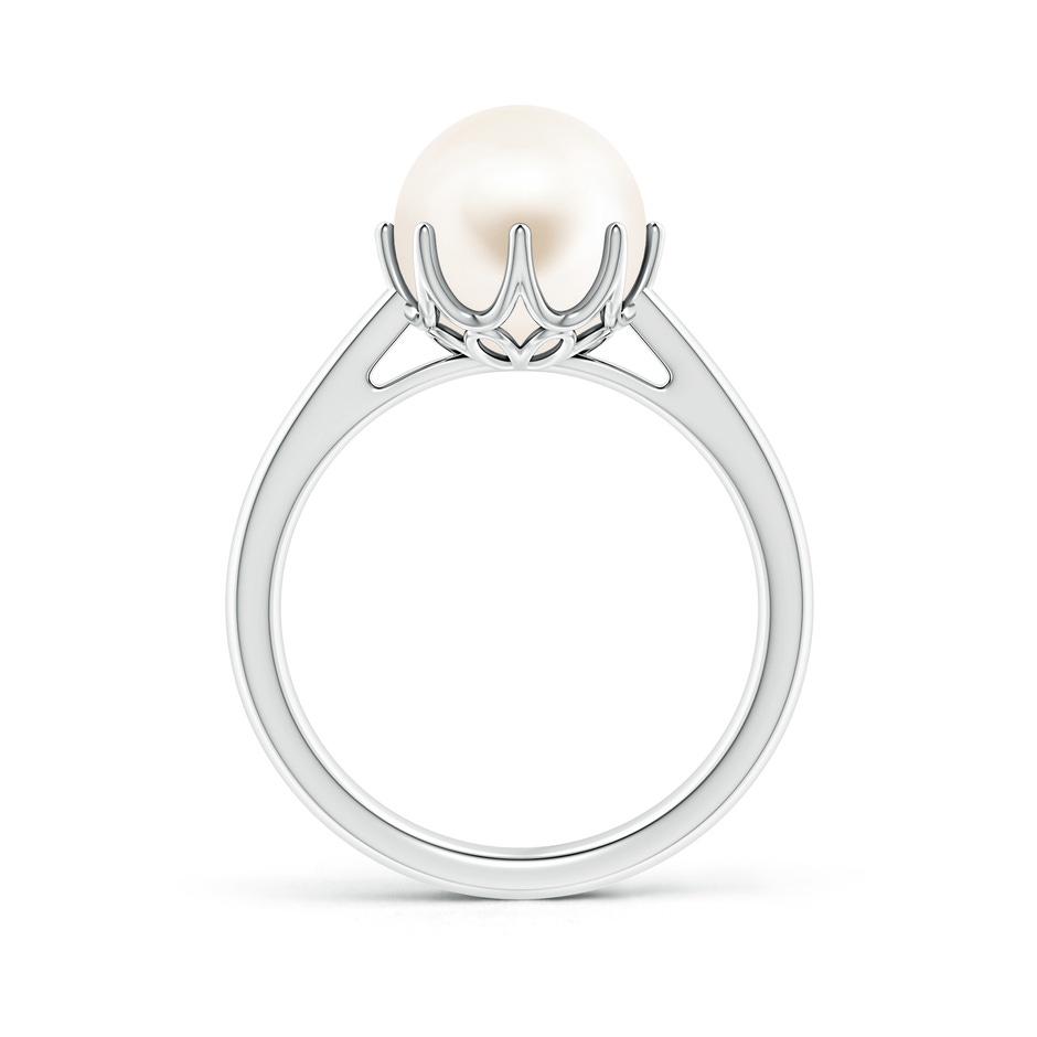 9mm AAA Freshwater Pearl Solitaire Crown Ring in White Gold side-1