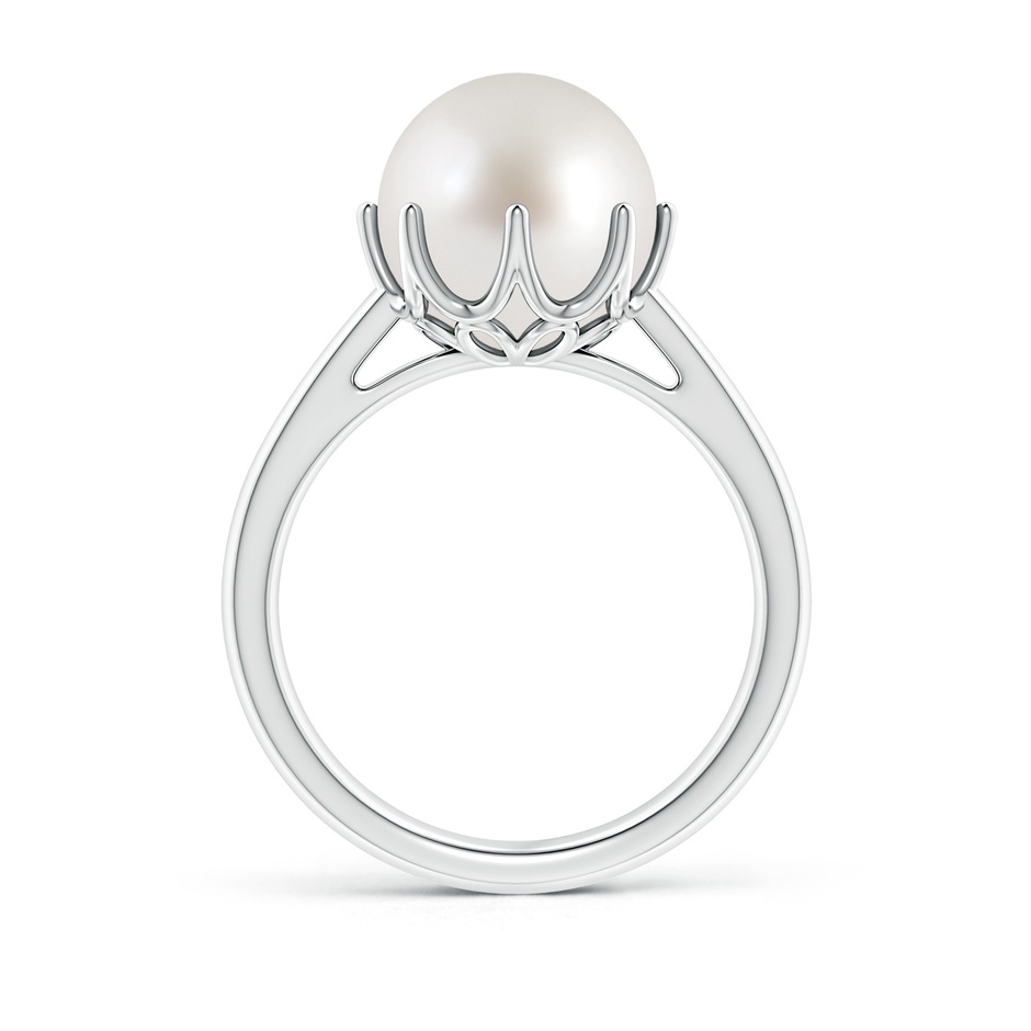 10mm AAA South Sea Pearl Solitaire Crown Ring in S999 Silver side-1