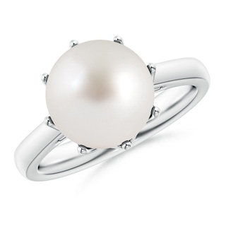 10mm AAA South Sea Pearl Solitaire Crown Ring in White Gold