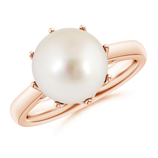 10mm AAAA South Sea Pearl Solitaire Crown Ring in Rose Gold