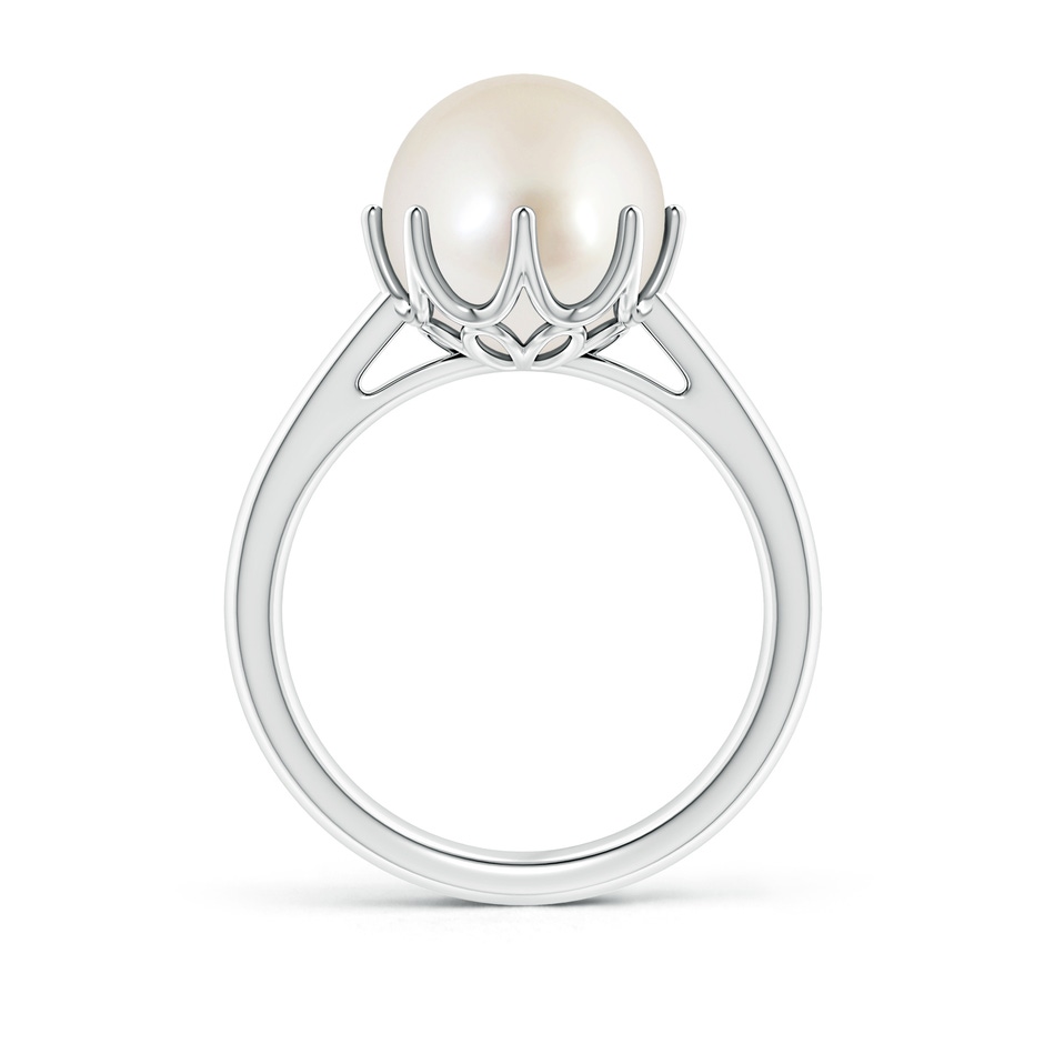 10mm AAAA South Sea Pearl Solitaire Crown Ring in S999 Silver side-1