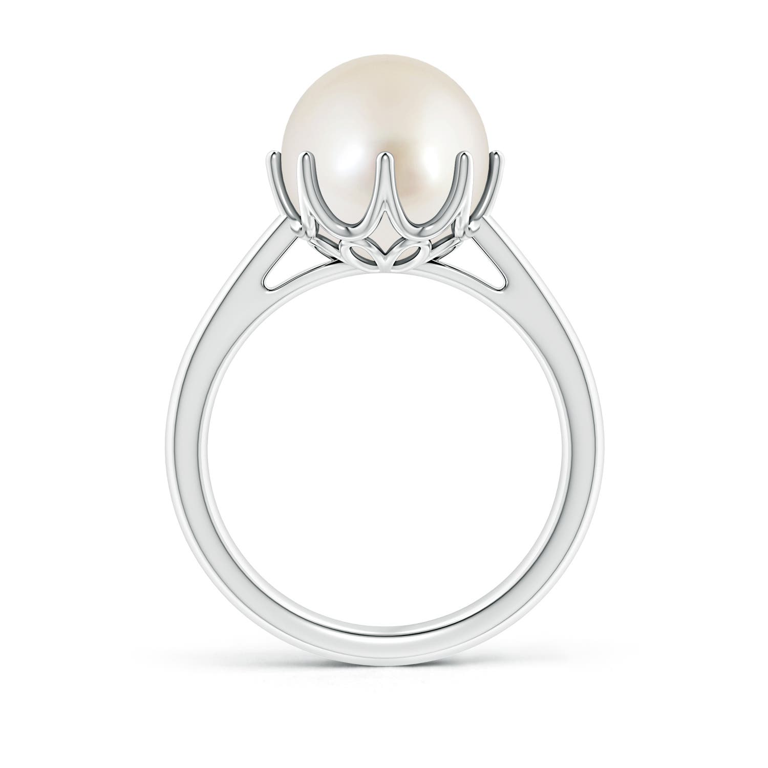 10mm AAAA South Sea Pearl Solitaire Crown Ring in White Gold - side 3