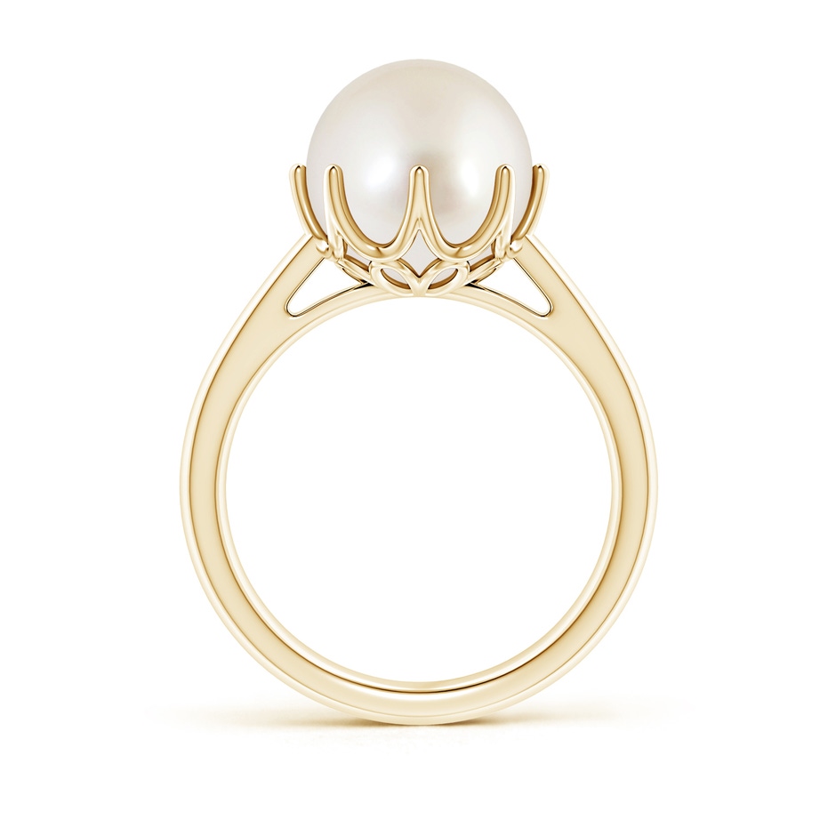 10mm AAAA South Sea Pearl Solitaire Crown Ring in Yellow Gold side-1