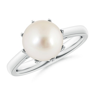 9mm AAAA South Sea Pearl Solitaire Crown Ring in S999 Silver
